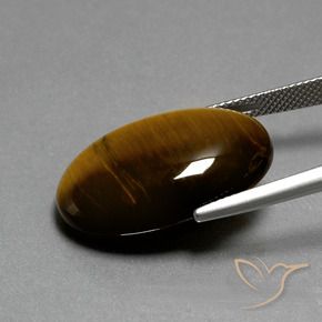 Ojo de Tigre Marrón medio natural de 19.68 ct, Ovalada, Opaco