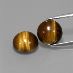 Gemas de tiger's eye marrón natural de  ct, corte redondo, opaco