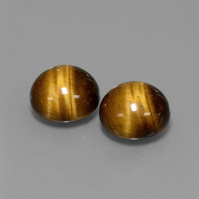 Gemas de tiger's eye marrón natural de  ct, corte redondo, opaco
