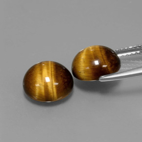 Gemas de tiger's eye marrón natural de  ct, corte redondo, opaco