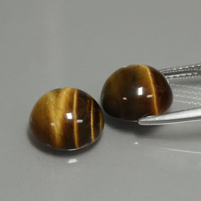 Gemas de tiger's eye marrón natural de  ct, corte redondo, opaco