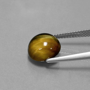 Ojo de Tigre Marrón oro natural de 3.81 ct, Corte Redondo, Opaco