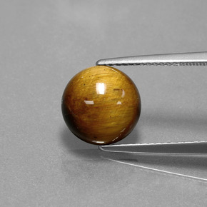 Tiger's eye marrón natural de 3,46 ct, corte redondo, opaco