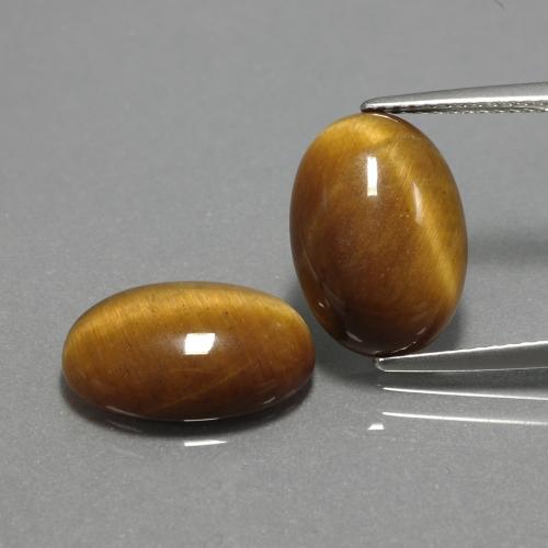Gemas de tiger's eye marrón natural de 9,04 ct, corte óvalo, opaco