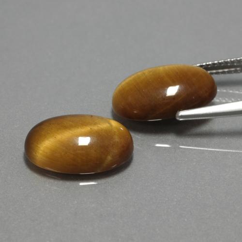 Gemas de tiger's eye marrón natural de 9,04 ct, corte óvalo, opaco