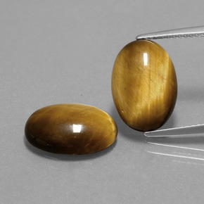 Gemas de tiger's eye marrón natural de 9,10 ct, corte óvalo, opaco