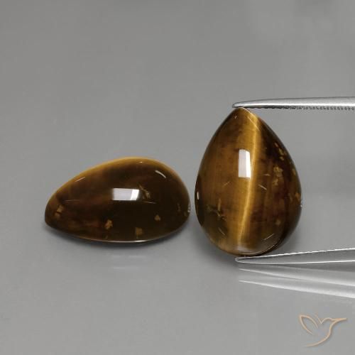 22.97ctw Natural Marrón ocre Ojo de Tigre, En forma de pera, Opaco