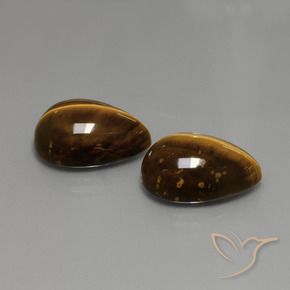 Gemas de Ojo de Tigre Marrón ocre natural de 22.97 ct, En forma de pera, Opaco