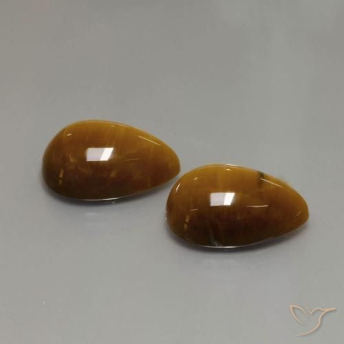 Gemas de Ojo de Tigre Marrón dorado natural de 22.63 ct, En forma de pera, Opaco
