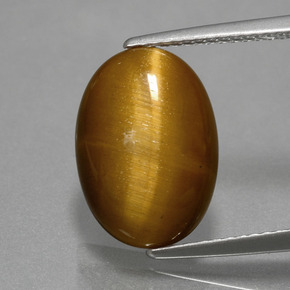 Ojo de Tigre Marrón oro natural de 4.49 ct, Corte Óvalo, Opaco