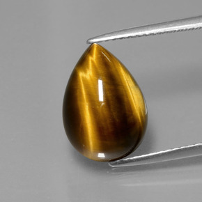 Tiger's eye marrón natural de 5,05 ct, en forma de pera, opaco