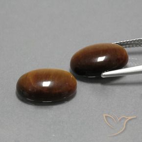 Gemas de Ojo de Tigre Marrón dorado natural de 9.06 ct, Ovalada, Opaco