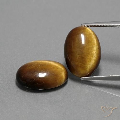 Gemas de Ojo de Tigre Marrón dorado natural de 9.00 ct, Corte Óvalo, Opaco