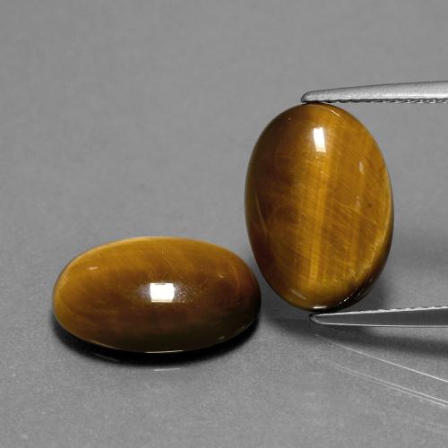 Gemas de Ojo de Tigre Marrón dorado natural de 8.94 ct, Corte Óvalo, Opaco