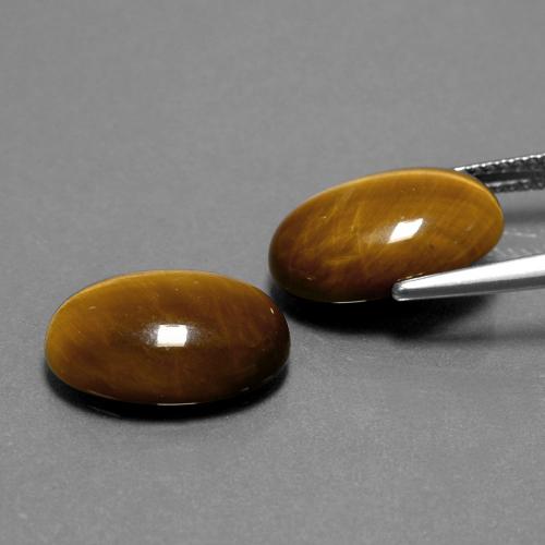 Gemas de Ojo de Tigre Marrón dorado natural de 8.94 ct, Corte Óvalo, Opaco