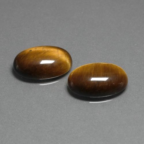 Gemas de Ojo de Tigre Marrón dorado natural de 9.11 ct, Corte Óvalo, Opaco