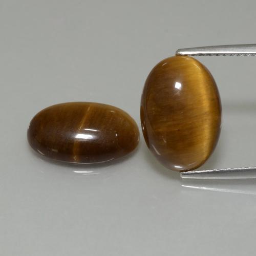 Gemas de Ojo de Tigre Marrón cálido natural de 9.09 ct, Corte Óvalo, Opaco