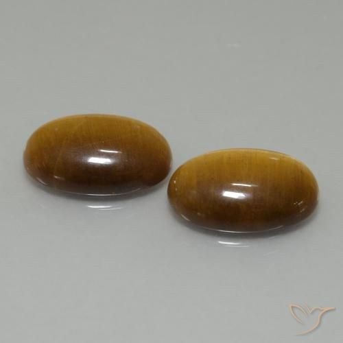 Gemas de Ojo de Tigre Marrón cálido natural de 9.16 ct, Ovalada, Opaco