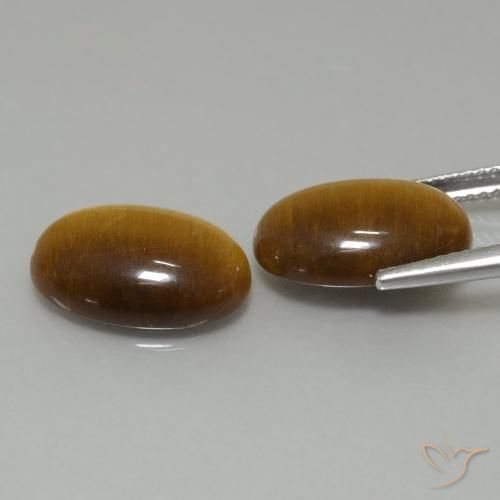 Gemas de Ojo de Tigre Marrón cálido natural de 9.16 ct, Ovalada, Opaco