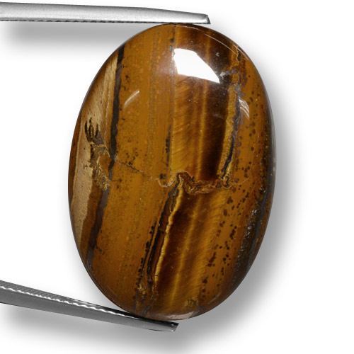 Tiger's eye marrón natural de 33,59 ct, corte óvalo, opaco