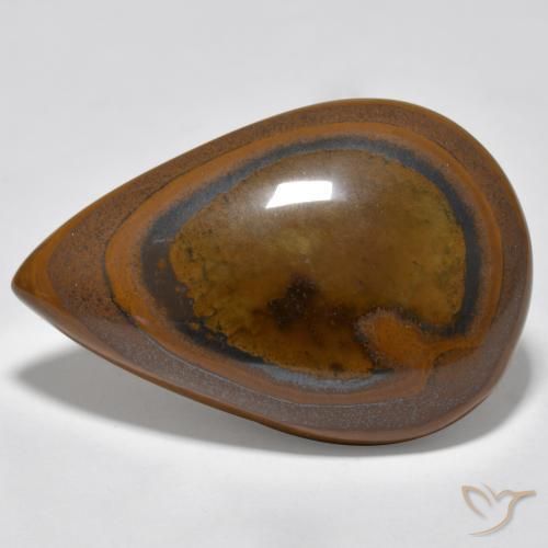 Ojo de Tigre Marrón cedro natural de 43.20 ct, En forma de pera, Opaco