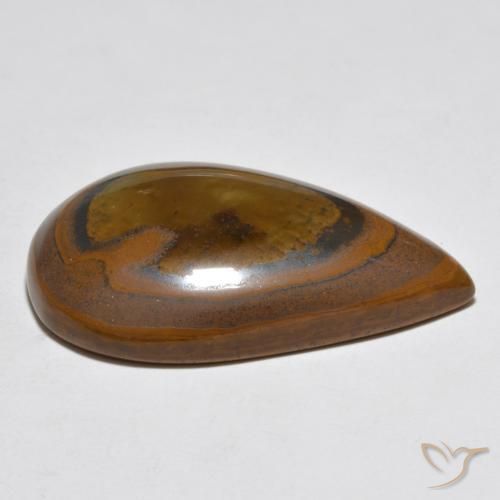 Ojo de Tigre Marrón cedro natural de 43.20 ct, En forma de pera, Opaco