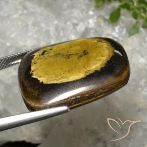 Ojo de Tigre Marrón amarillento natural de 43.20 ct, Elegante, Opaco