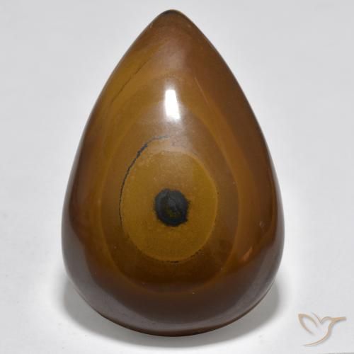 44.39ct Natural Marrón medio Ojo de Tigre, En forma de pera, Opaco