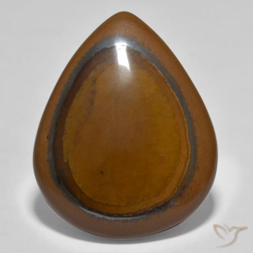 34.80ct Natural Marrón cedro Ojo de Tigre, En forma de pera, Opaco