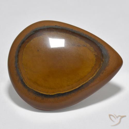 Ojo de Tigre Marrón cedro natural de 34.80 ct, En forma de pera, Opaco