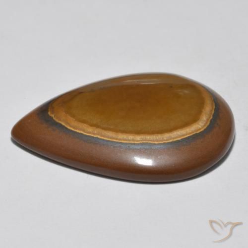 Ojo de Tigre Marrón cedro natural de 34.80 ct, En forma de pera, Opaco