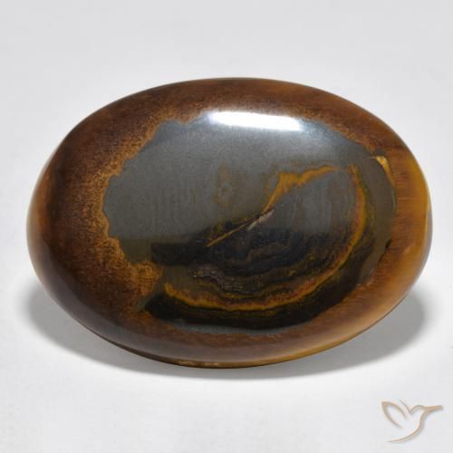 Ojo de Tigre Marrón oscuro medio natural de 24.04 ct, Ovalada, Opaco