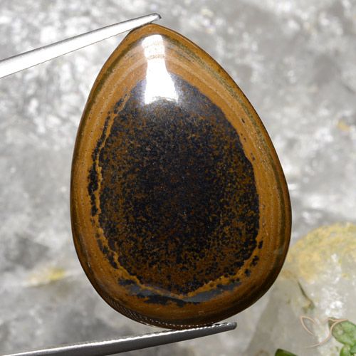 35.89ct Natural Marrón nuez Ojo de Tigre, En forma de pera, Opaco