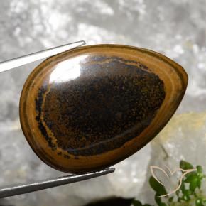 Ojo de Tigre Marrón nuez natural de 35.89 ct, En forma de pera, Opaco
