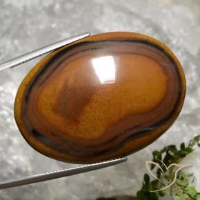 Tiger's eye marrón natural de 92,65 ct, corte óvalo, opaco