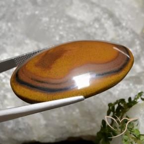 Tiger's eye marrón natural de 92,65 ct, corte óvalo, opaco