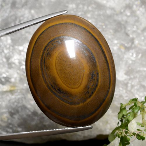Tiger's eye marrón natural de 89,36 ct, corte óvalo, opaco