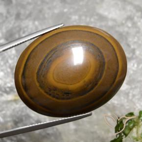 Tiger's eye marrón natural de 89,36 ct, corte óvalo, opaco