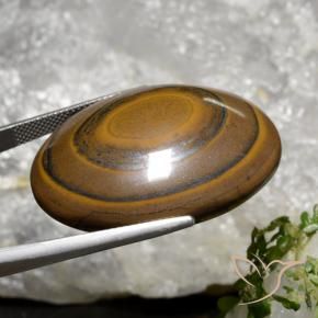 Tiger's eye marrón natural de 89,36 ct, corte óvalo, opaco