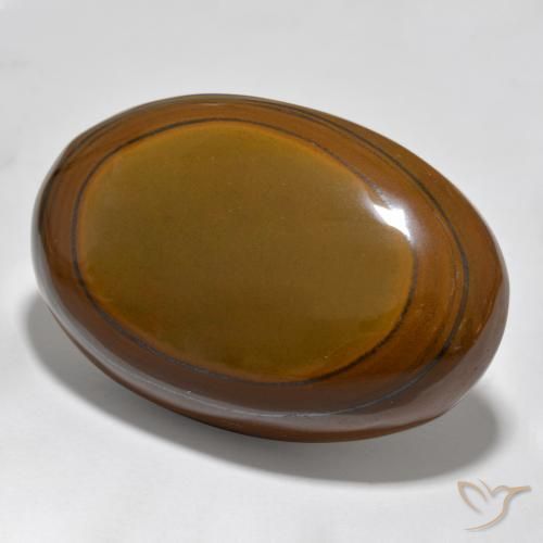 Ojo de Tigre Marrón medio natural de 93.95 ct, Ovalada, Opaco