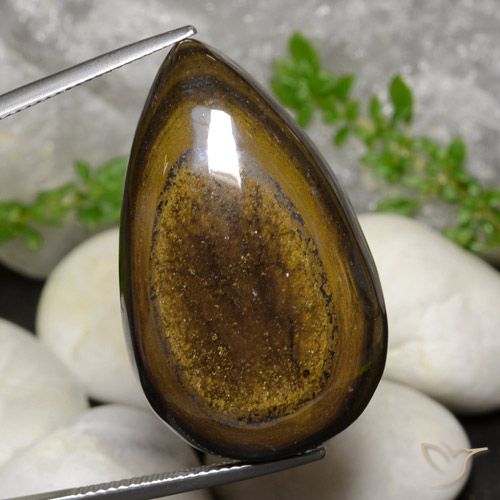 59.01ct Natural Marrón ocre Ojo de Tigre, En forma de pera, Opaco