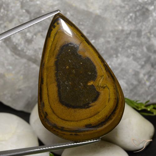 52.90ct Natural Marrón oscuro medio Ojo de Tigre, En forma de pera, Opaco