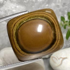 Ojo de Tigre Marrón dorado natural de 40.92 ct, Forma Cojín, Opaco