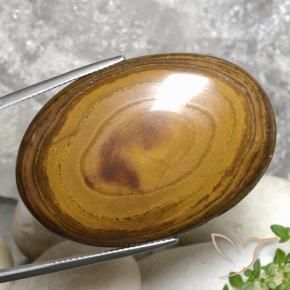 Ojo de Tigre Marrón oscuro medio natural de 79.99 ct, Ovalada, Opaco