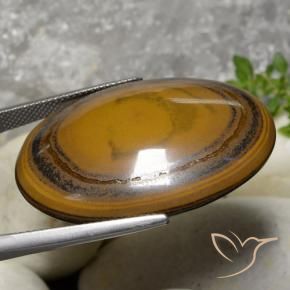 Ojo de Tigre Marrón oscuro medio natural de 59.70 ct, Ovalada, Opaco