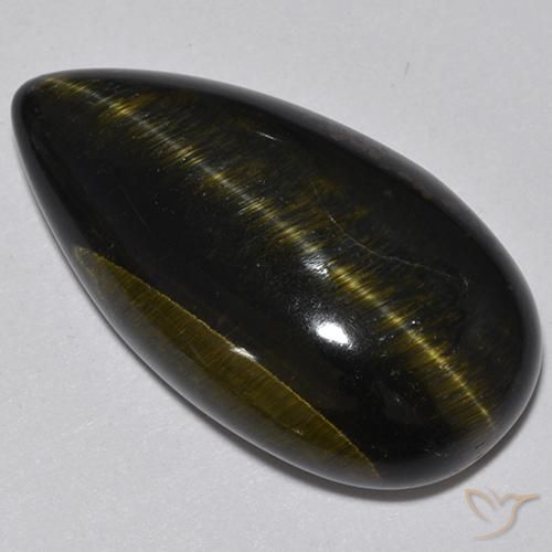 Ojo de Tigre Marrón oro natural de 19.70 ct, En forma de pera, Opaco
