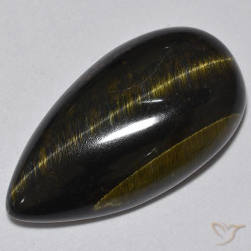 Ojo de Tigre Marrón oro natural de 19.70 ct, En forma de pera, Opaco