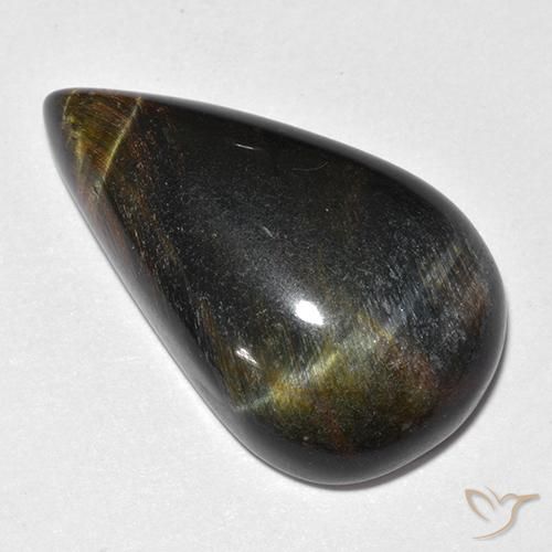 Ojo de Tigre Marrón oro natural de 19.38 ct, En forma de pera, Opaco