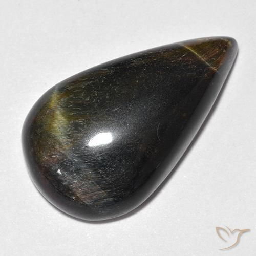 Ojo de Tigre Marrón oro natural de 19.38 ct, En forma de pera, Opaco