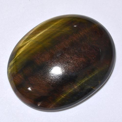 Tiger's eye multicolor natural de 24,66 ct, corte óvalo, opaco